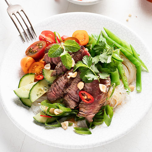 Thai-inspired beef salad with chilli lime dressing
